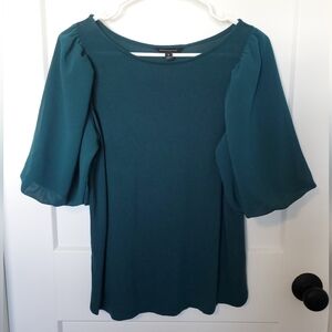 Banana Republic Women's Green Puff-Sleeve Top. Size S.